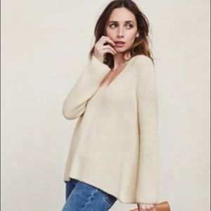 Reformation Collie Alpaca Cream V-Neck Sweater